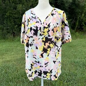 Kathy Ireland Lightweight Casual Blouse Top Travel Women Large Multicolor